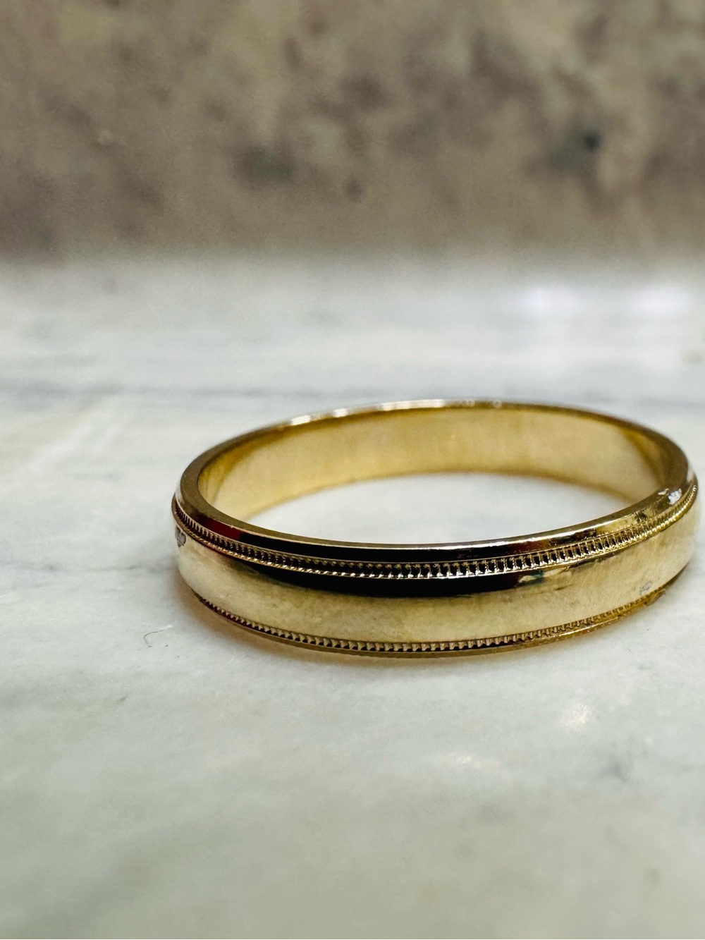 JX ALY Gold Tone Milgrain Wedding Band Ring Size 10.5 Vintage Unisex - Picture 13 of 16